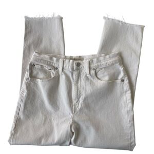 Madewell White The High Rise Slim Crop Boy Jean 5 Pocket Fringed Bottom Woman 28
